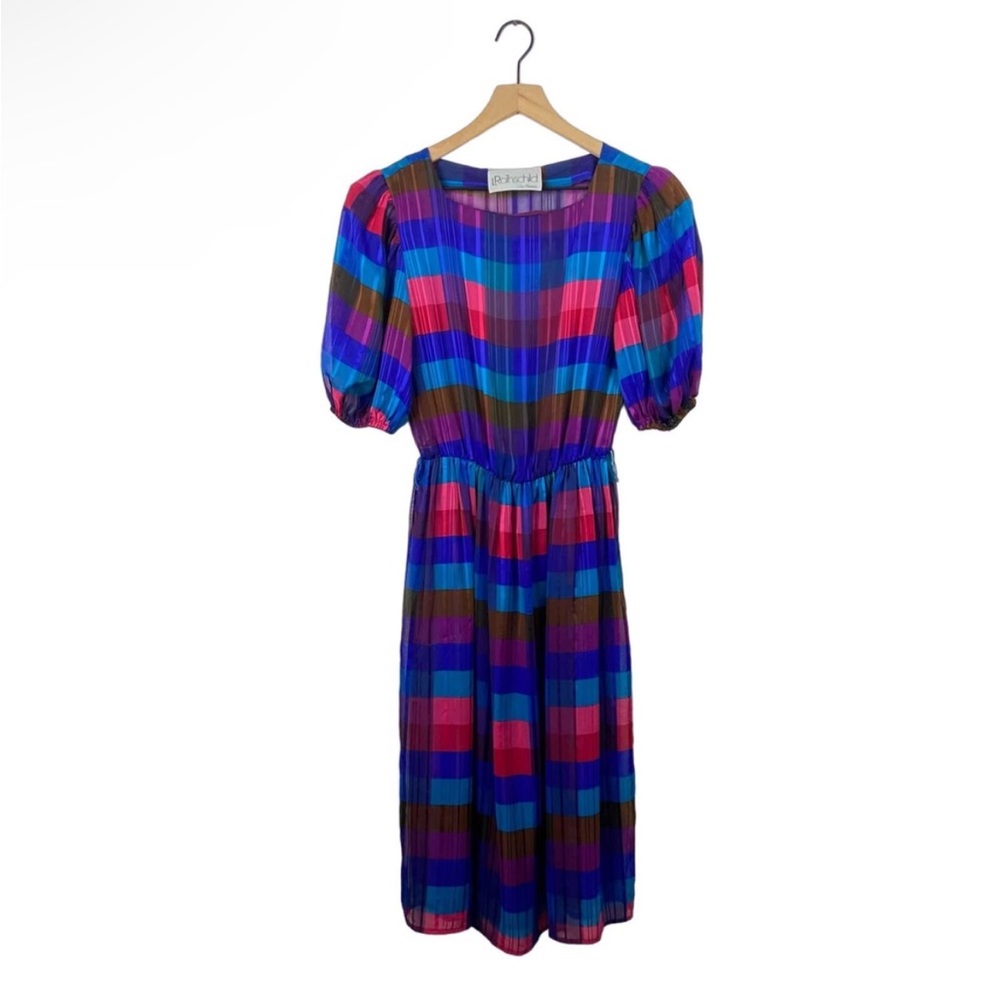 Vintage 1980s L Rothschild San Francisco Striped Secretary Dress M/L